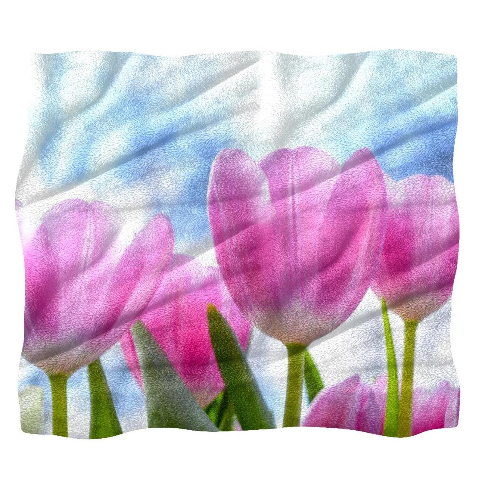 Couvre-lit Ciel de Tulipes Roses doux et moelleux pour lit enfant