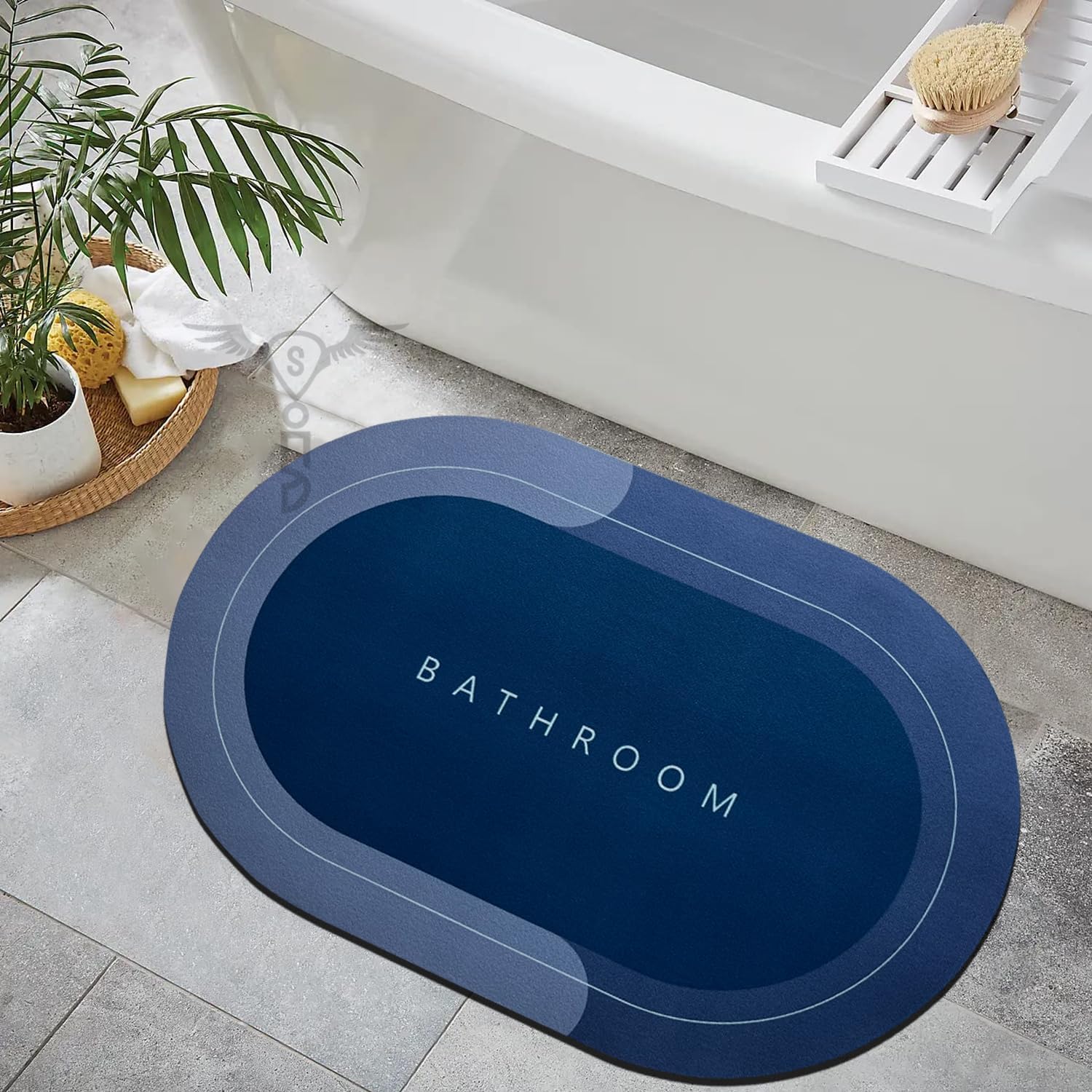 SITTELLA Lot de 5 tapis de bain en caoutchouc antidérapant, doux et absorbant l'eau, pour la maison, le bureau, 40 x 60 cm, bleu