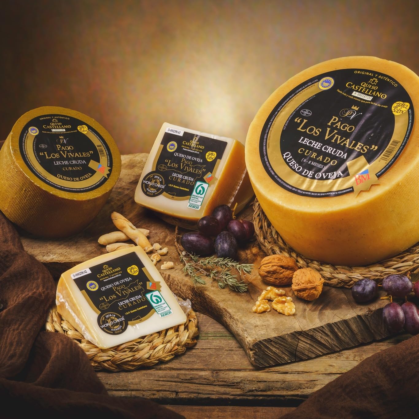 Queso de Oveja Curado Los Vivales – Leche Cruda, 6-8 meses, Pieza 2,7 kg, Medalla Oro World Cheese Awards