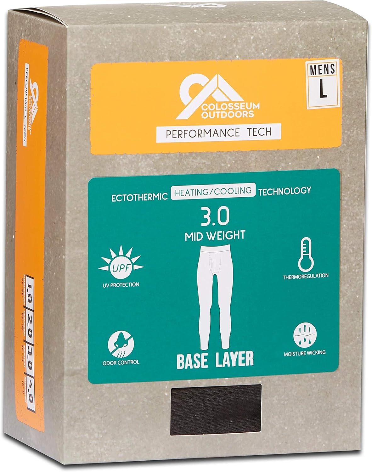 Colossum Outdoors Men’s Multi Level Base Layer Cold Weather Thermal Bottoms (Small, Level 3- Mid Weight) Black