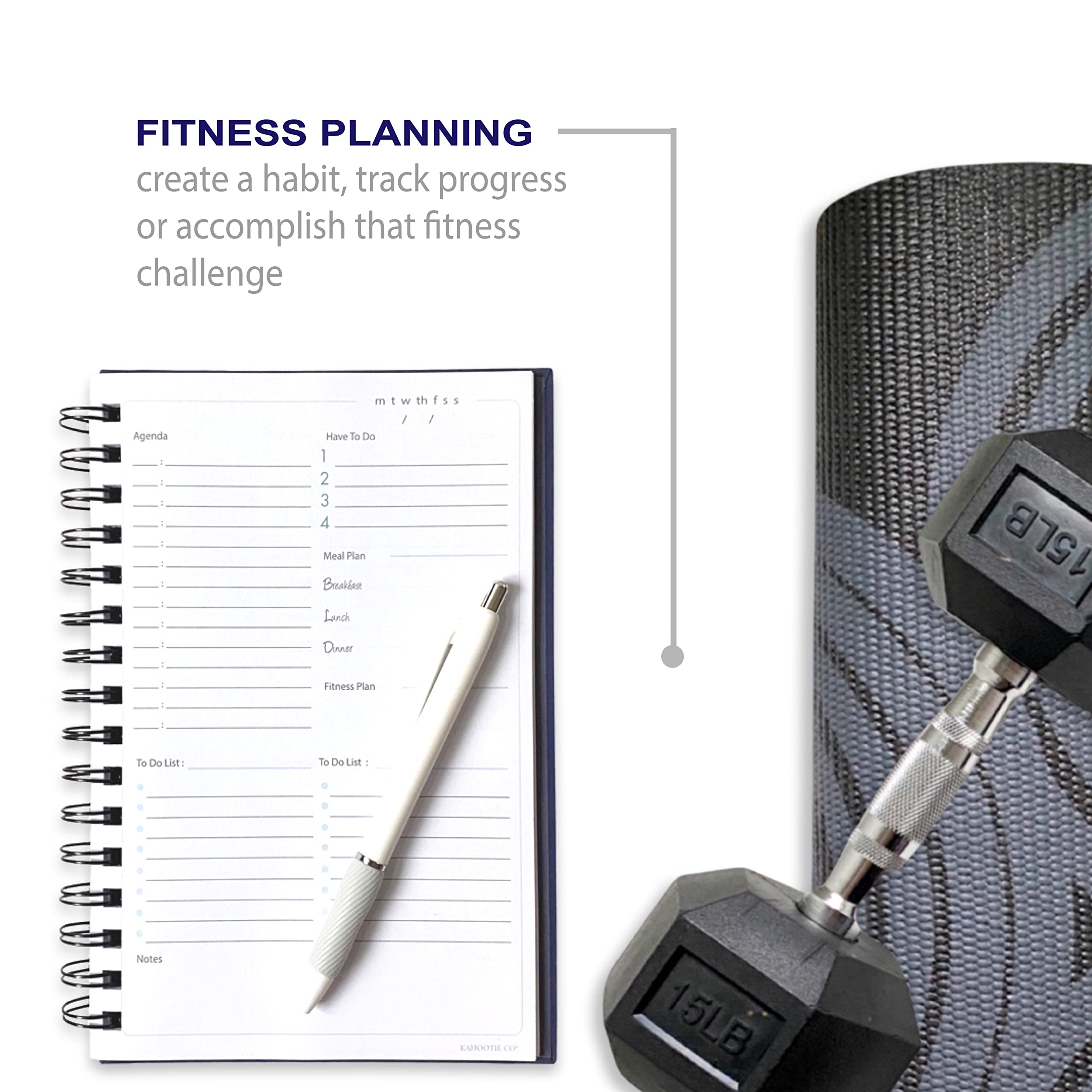 Daily Planner Notepad - Undated Roadmap With Agenda, To-Do Lists, Meal & Fitness Plan (Teal, 8.5x5.5")