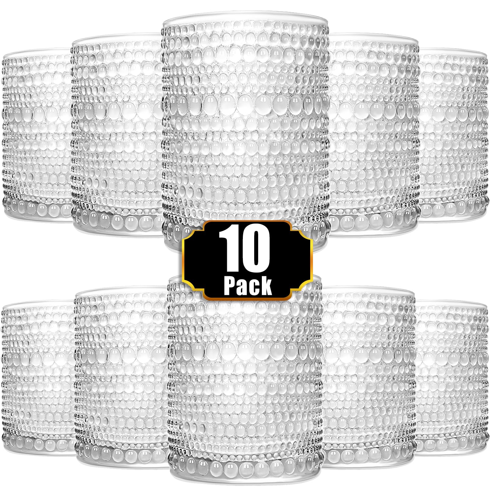 Photo 1 of Votive Candle Holder, 10 Pcs 2 Set Glass Candle Holders, Hobnail Drinking Glasses Set, Tea Light Holders for Wedding Centerpiece, Christmas Decorations&Home Table Décor(14oz&8.8oz) Clear-10Pcs 10Pcs
