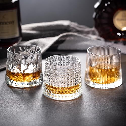 Miniatura 4 de Vasos de whisky de 6 onzas, juego de 3 a la antigua, bebidas alcohólicas de cóctel bourbon, vasos de whisky a la antigua (rayas verticales)