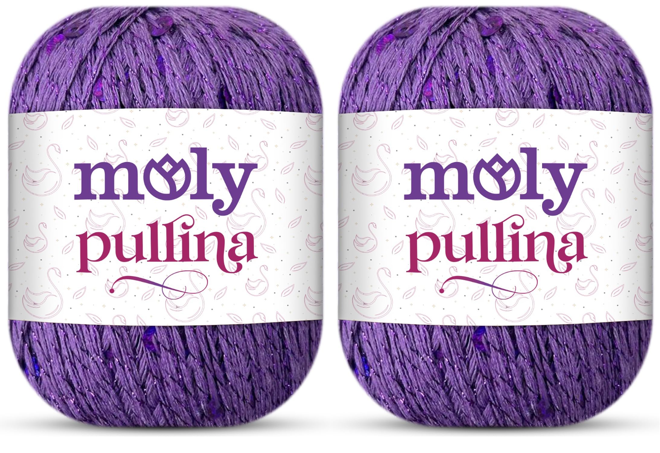 Moly Yarn Pullina Sequin Yarn | 2 x 50g | Complementary Glitter Thread for Knitting & Crochet (22 Purple)