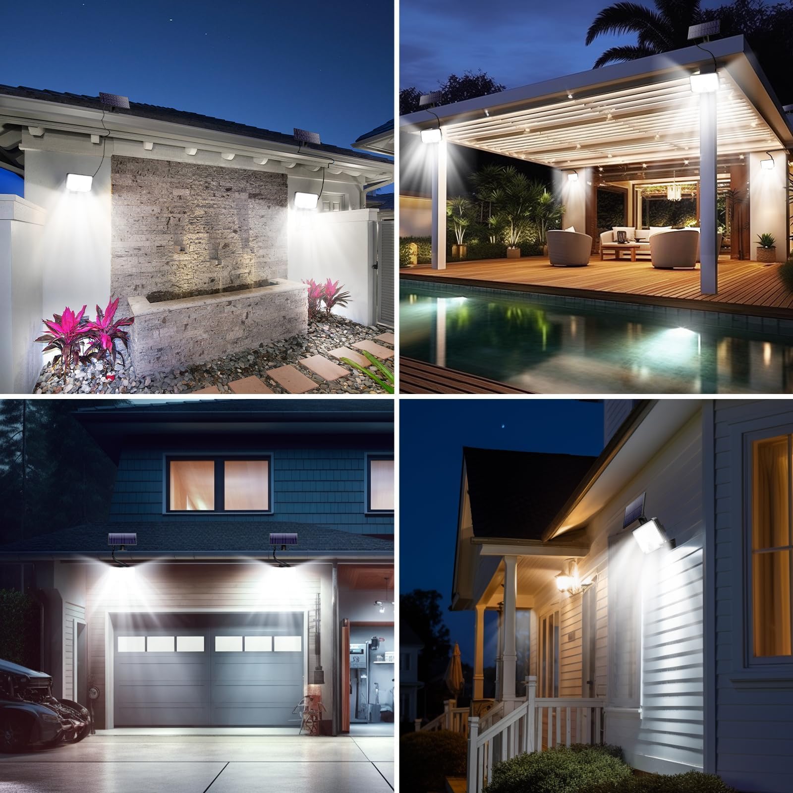 nipify - Lámpara solar y exterior con sensor de movimiento, 310 LED/3 modo/ángulo de iluminación 270°, mando a distancia, iluminación impermeable