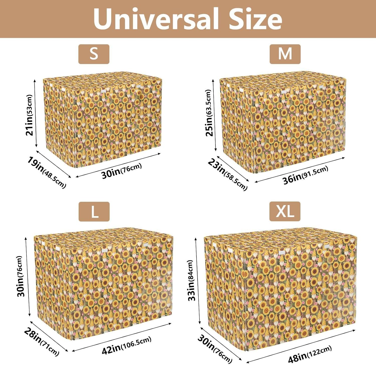 Sunflower Gnomes Metal Dog Crate Cover Kennel Covers Dog Crate Protector 42 Inch