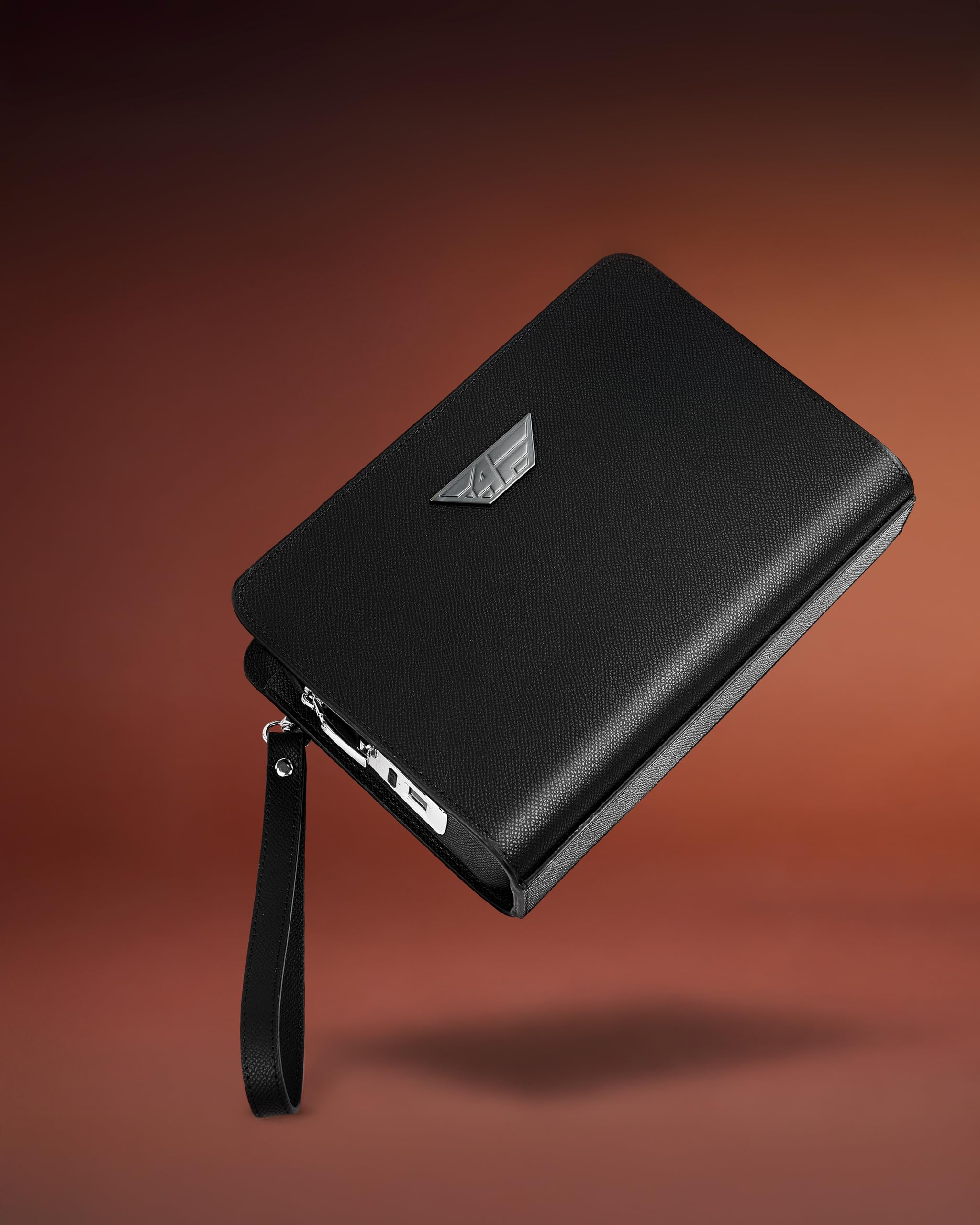 Bolso de mano para hombre con cerradura de huellas dactilares y rastreador inteligente compatible con Apple ¿Dónde está? APP, funda de muñeca de seguridad de piel para hombre, embrague con