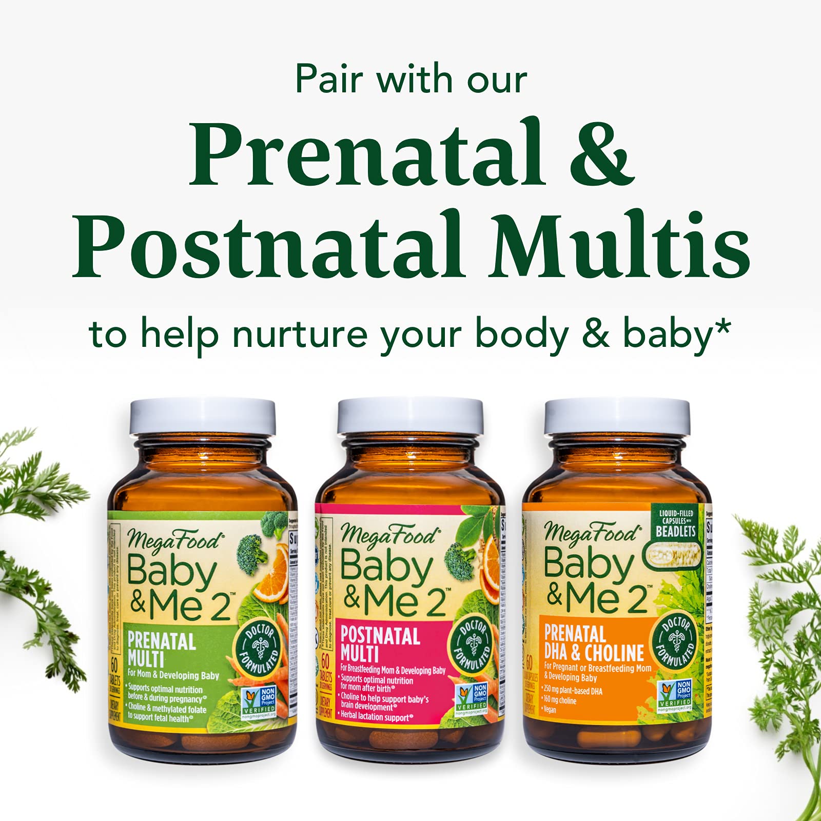 MegaFood Baby & Me 2 Prenatal DHA & Choline Support Baby's Healthy