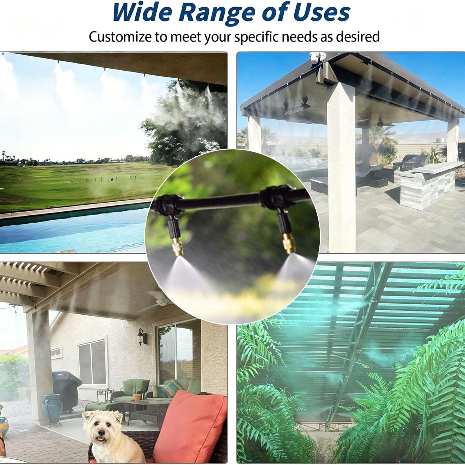 Générique Brumisateur Terrasse Exterieur Kit D’Irrigation Système De Brumisateur Extérieur Système De Refroidissement Extérieur Parbrumisateur pour Terrasse Brume Jardin Serre Piscine Parasols,12M