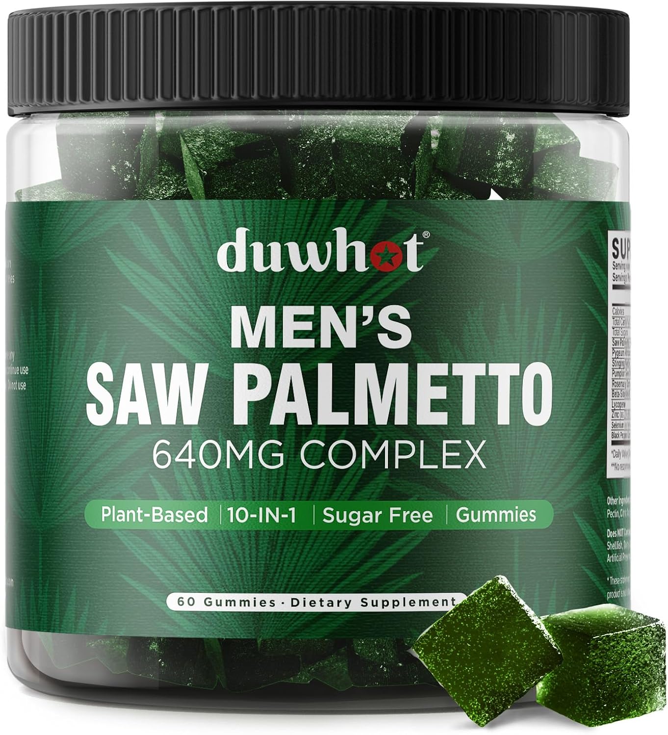 Saw Palmetto Gummies for Men, Organic Saw Palmetto with Pumpkin Seed Oil for Men Overall Health, Enhanced with Pygeum, Nettle, Sugar-Free, Vegan, 60 Chewables