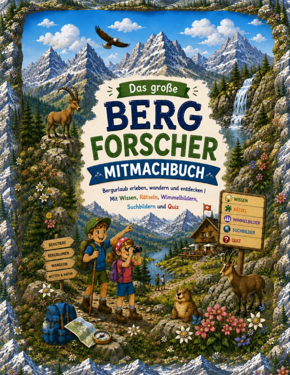 Das große Bergforscher Mitmachbuch: Bergurlaub erleben, wandern und entdecken | Mit Wissen, Rätseln, Wimmelbildern, Suchbildern und Quiz