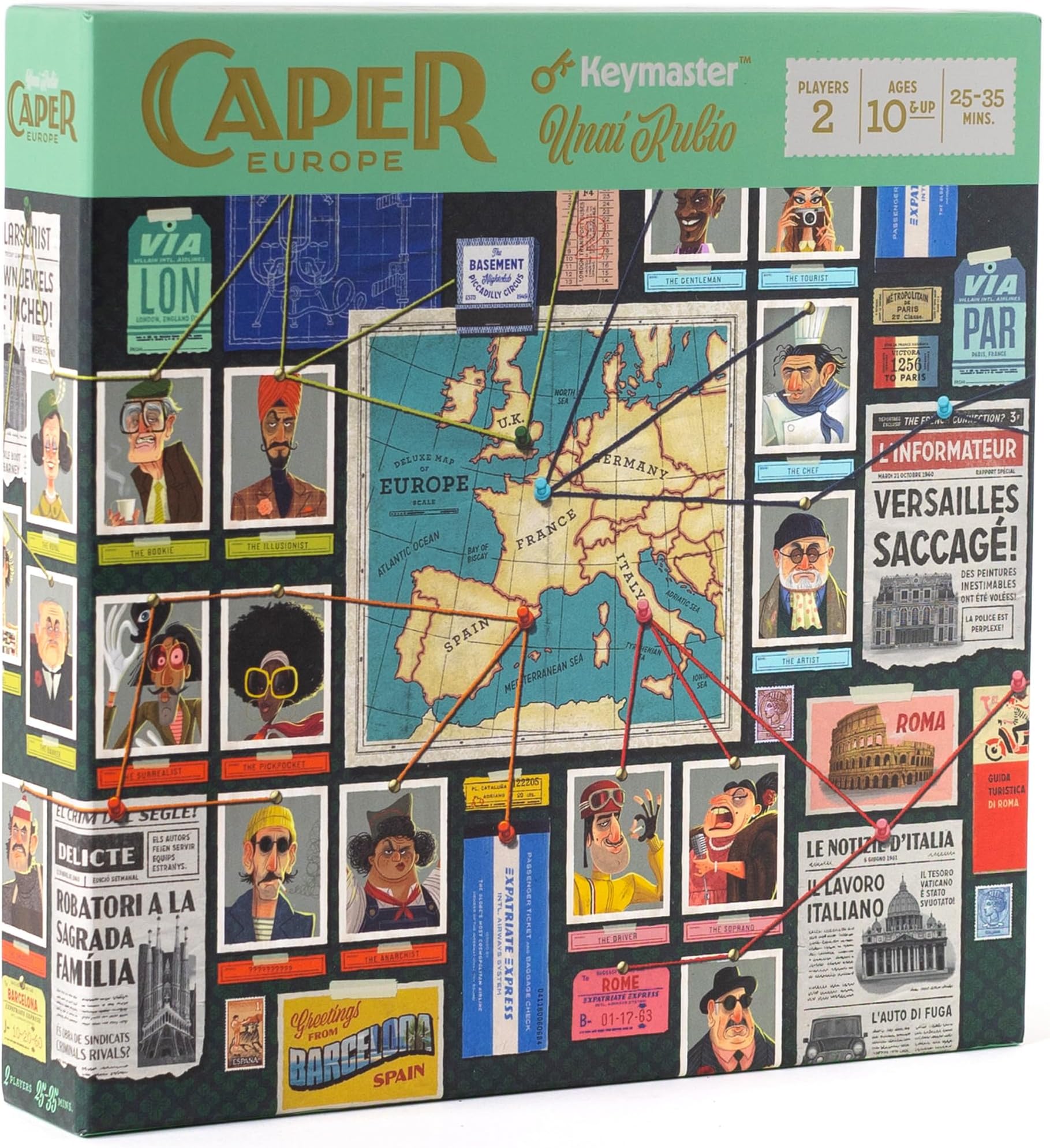 Keymaster Games | Caper: Europe | Board Game | Ages 10+ | 2 Players | 25-35 Minutes Playing Time