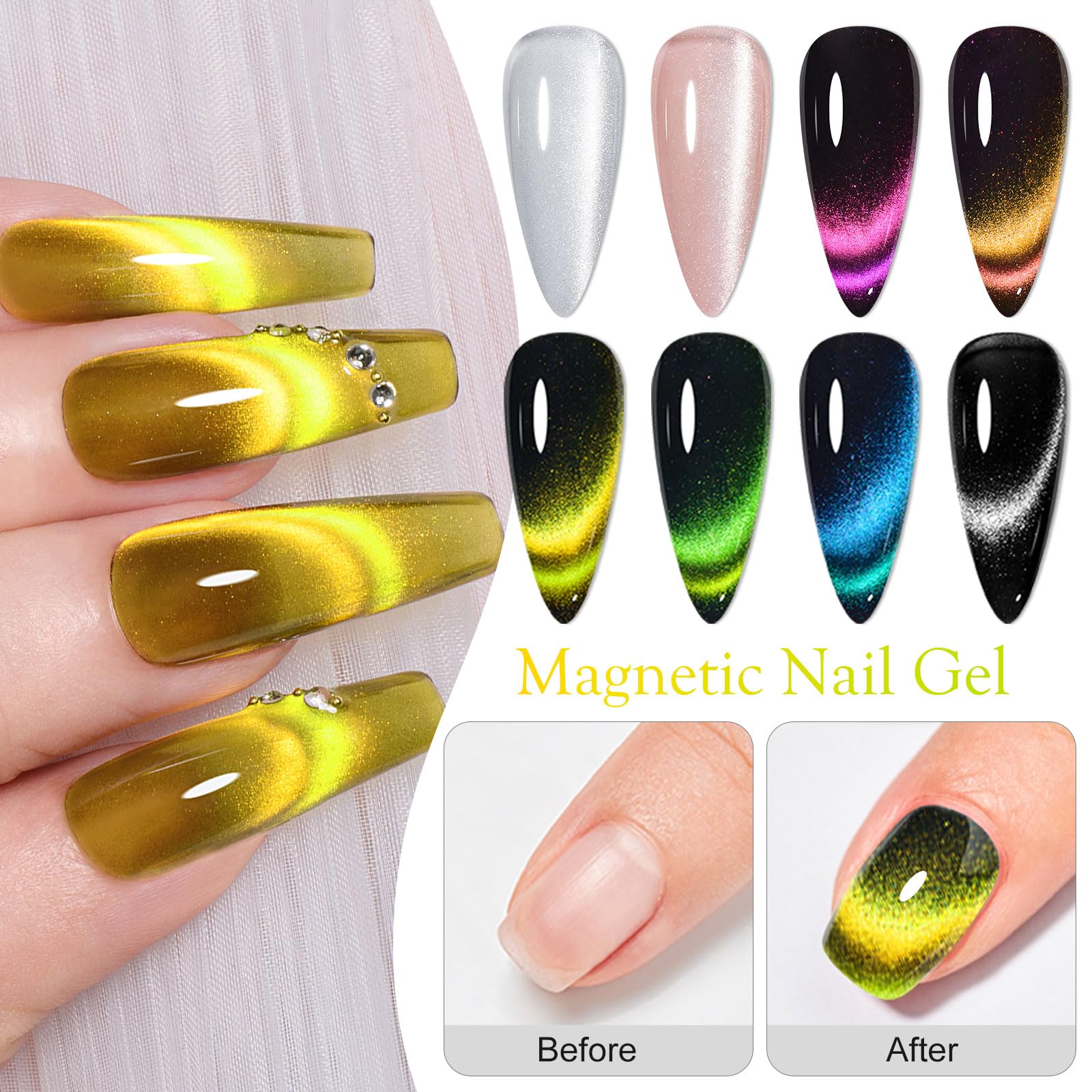 Amazon.com: Four Lily 8 Colors Cat Eye Gel Nail Polish, Upgraded