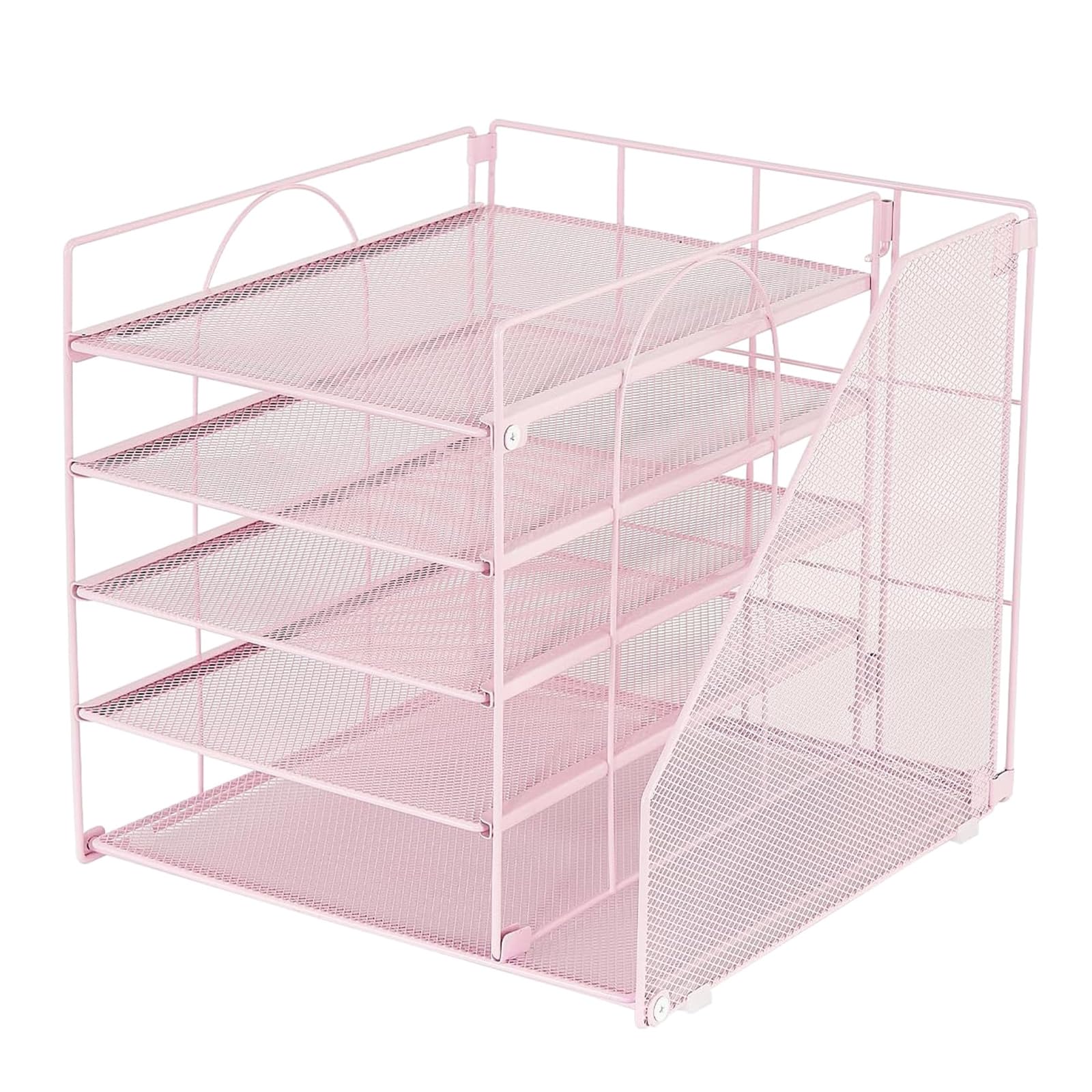Organizer portadocumenti in metallo a 5 livelli, vassoio portalettere con mensola per libri, organizer per documenti in ferro resistente per accessori scolastici a casa
