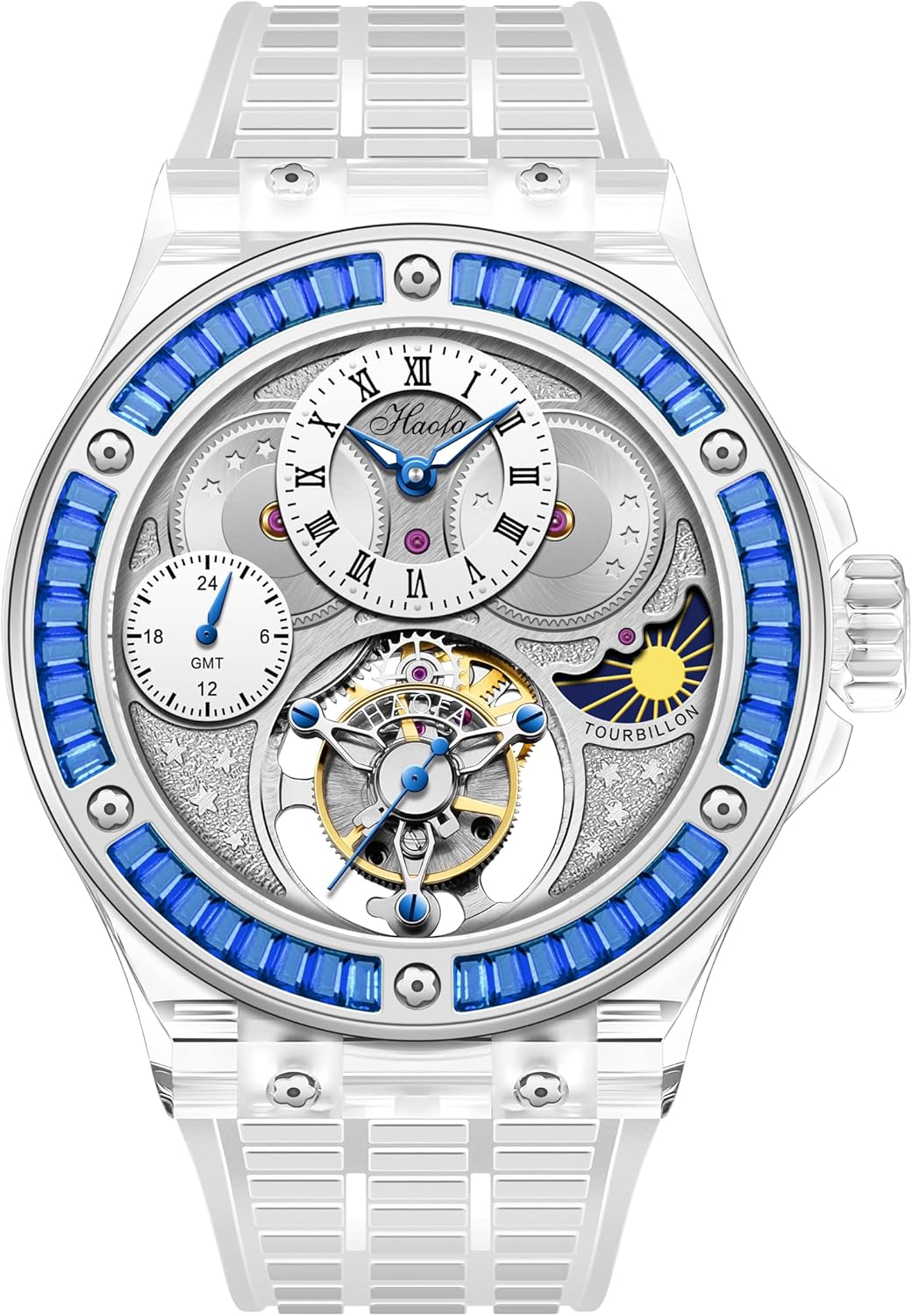 HAOFA 腕時計メンズ トゥールビヨン K9水晶ガラス ダイヤモンドベゼル 機械式手巻き ムーンフェイズ GMT 腕時計 中空の文字盤 防水 高級 おしゃれ 男性プレゼント Amazonで販売中 HAOFA 腕時計メンズ トゥールビヨン K9水晶ガラス ダイヤモンドベゼル 機械式手巻き ムーンフェイズ GMT 腕時計 中空の文字盤 防水 高級 おしゃれ 男性プレゼント Amazonで販売中