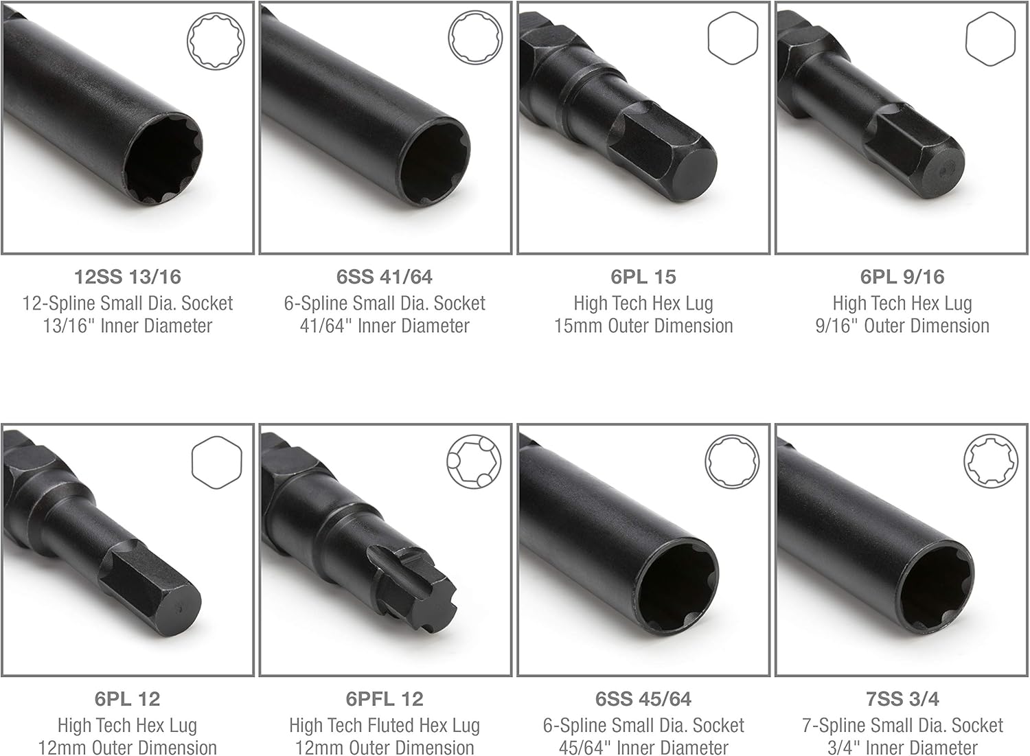 Steelman Pro - 78537 16-Piece Locking Lug Nut Master Key Set for Auto Mechanics Variety of Spline Star and Hex Style Keys Thin-Walled/Extra-Long Lug Keys to Prevent Damage to Wheels Double-Hex Heads