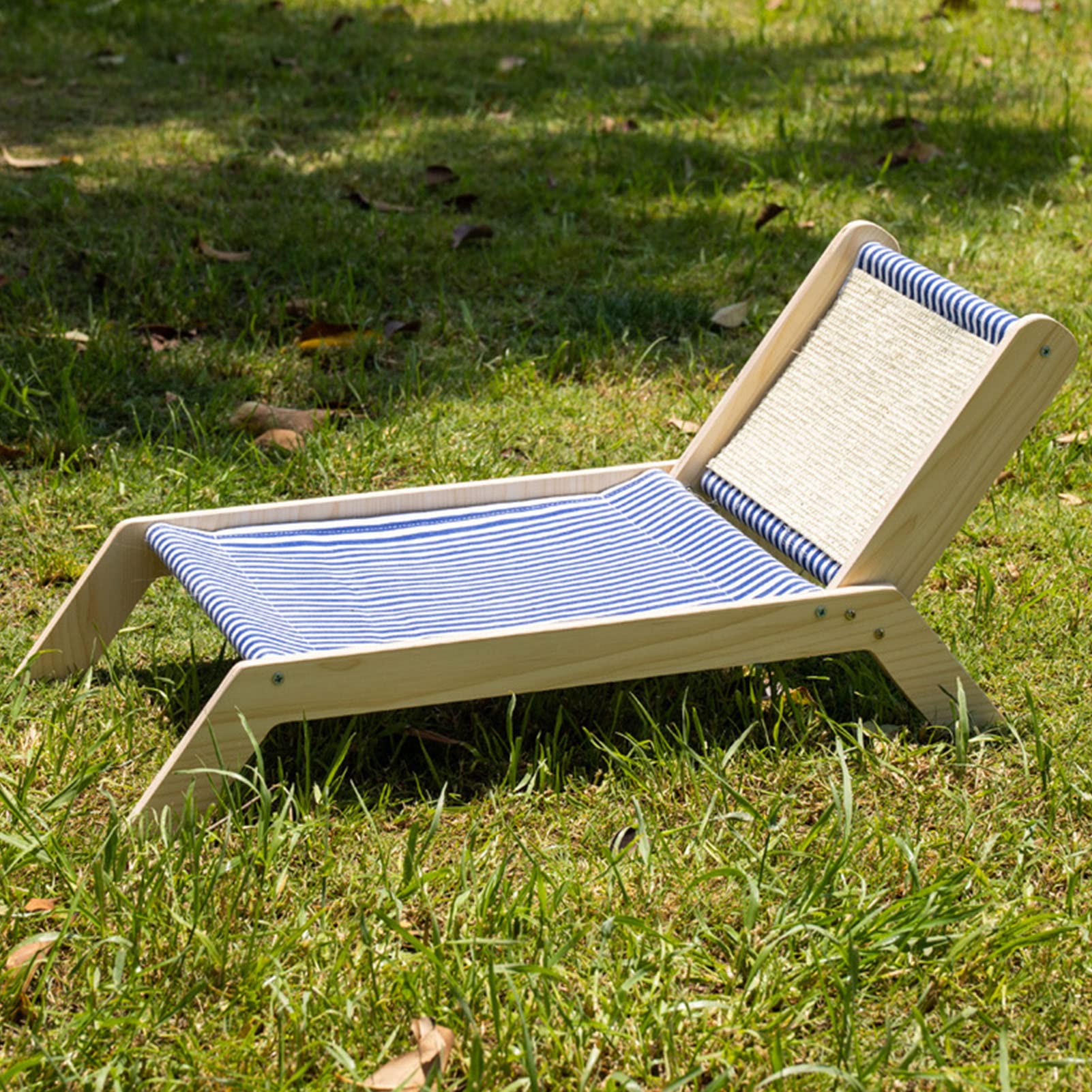 Pssopp Katzen-Hängematte, Katzenbett-Hängematte, Katzen-Strandstuhl, Sommer, Ganzjährig, Erhöhtes Katzenbett mit Sisal-Kratzer für Drinnen und Draußen (Strandstuhl)