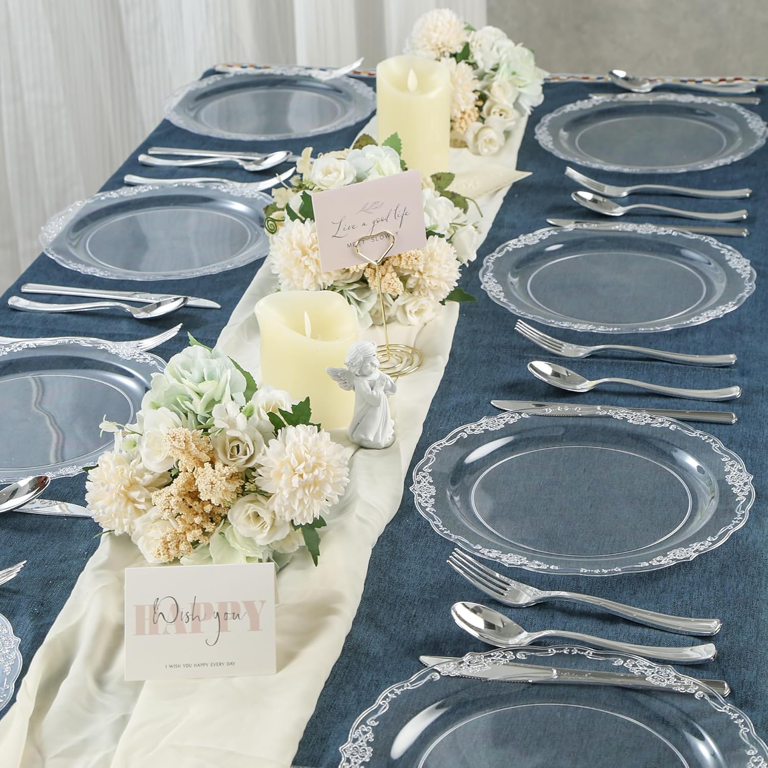 100 Pieces Clear Plastic Plates - 10.25 inch Clear Dinner Disposable Plates - Premium Hard Disposable Dinner Plates - Party Supplies for Birthdays, Celebrations, Wedding and Events - Image 6