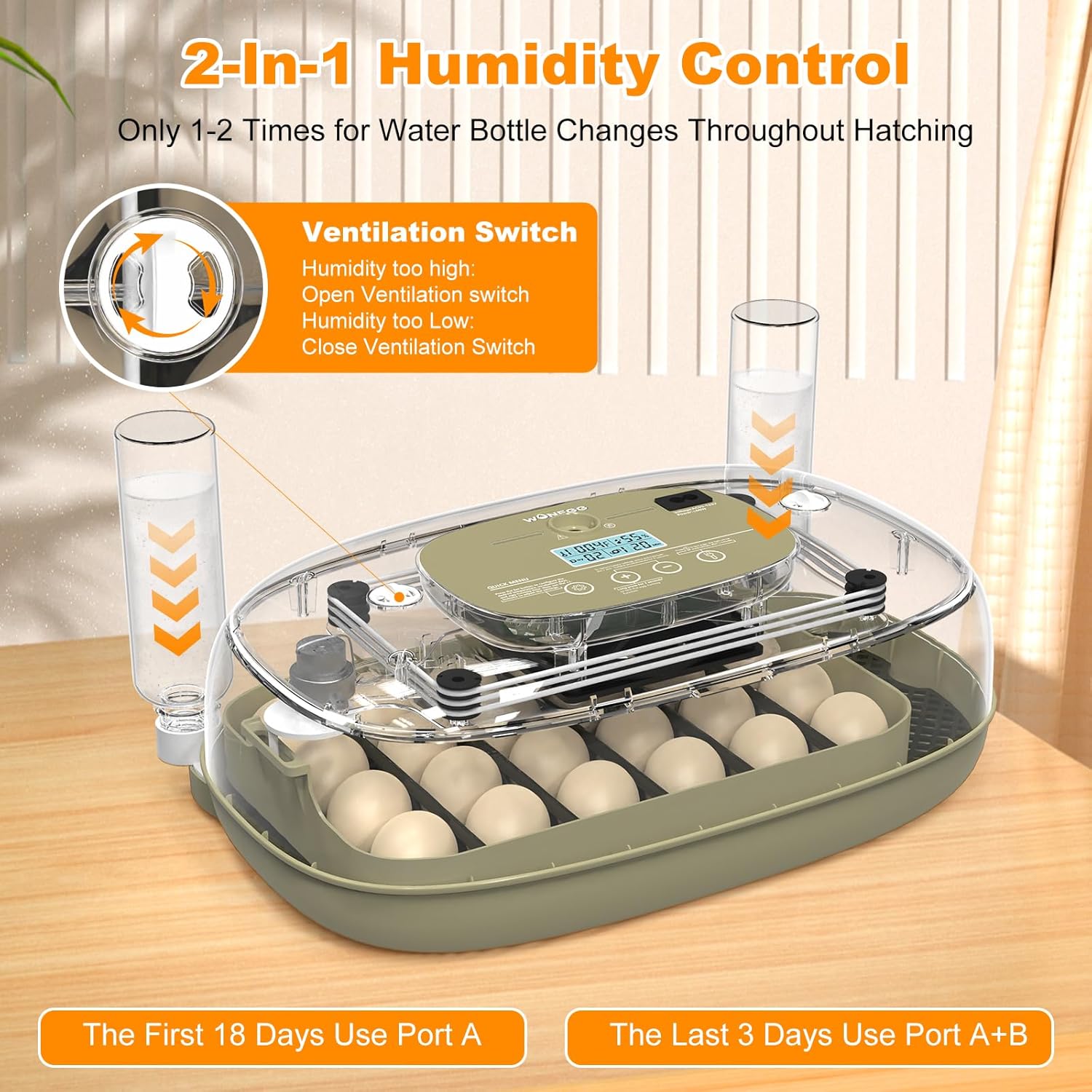 24 Egg Incubators for Hatching,Automatic Egg Turning and Temperature Control Humidity Display,Hatch Day,Automatic Water Refill,360° Viewing for Chicken Quail Duck