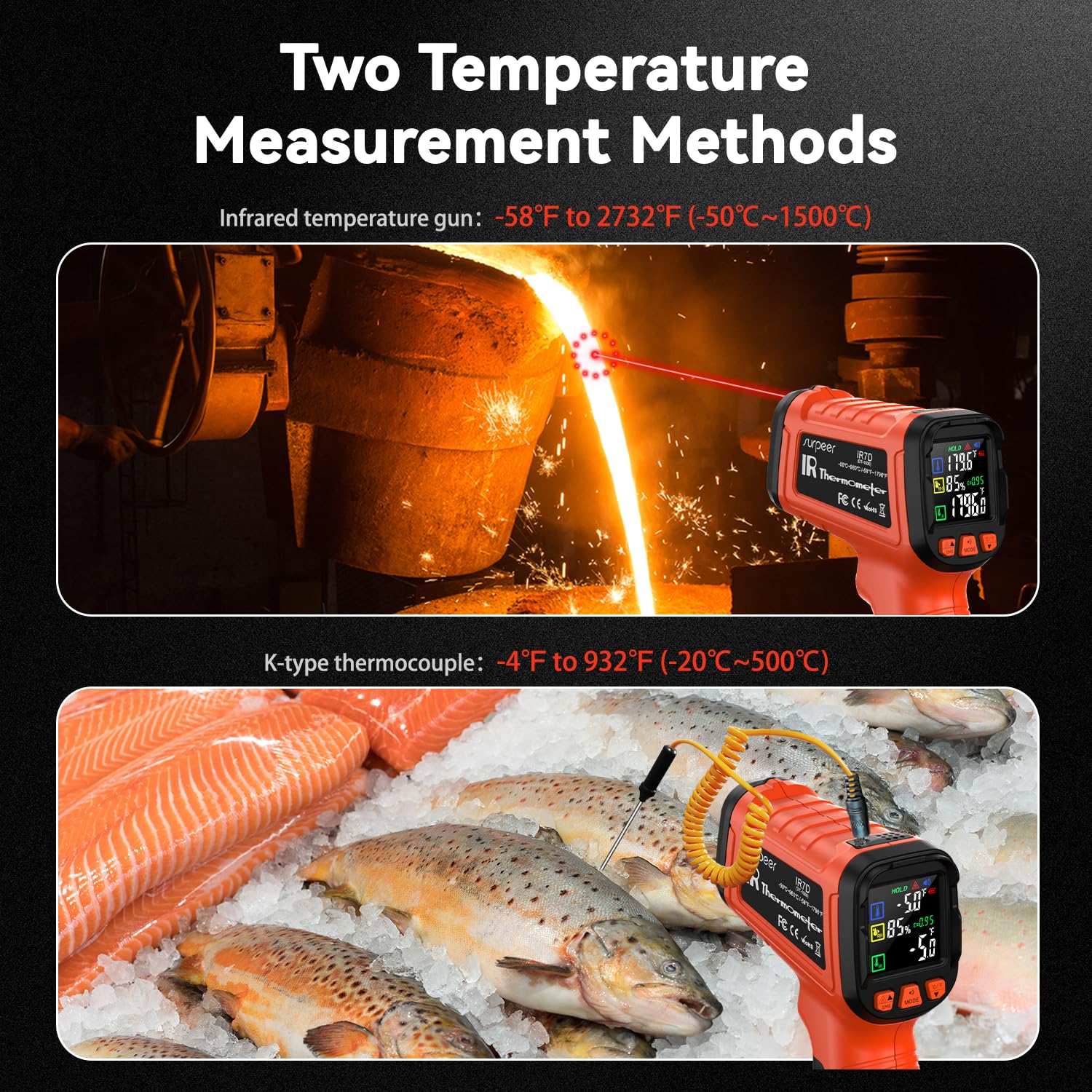 Infrared Thermometer Temperature Gun 2732°F 50:1 Pyrometer — Amazon image 5
