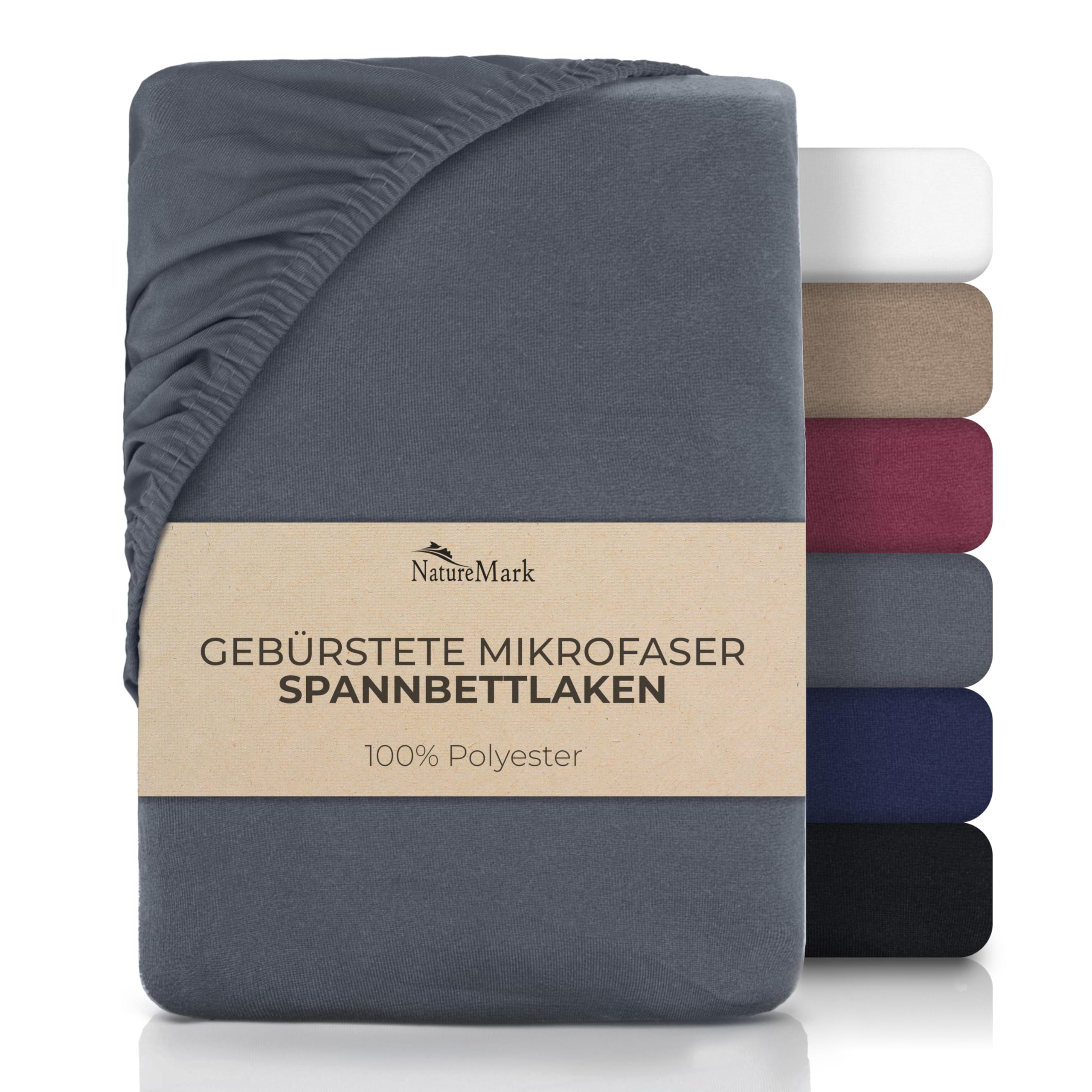 NatureMark Mikrofaser Spannbettlaken – weich, atmungsaktiv und pflegeleicht – hautfreundlich – 90x200 cm, Anthrazit grau