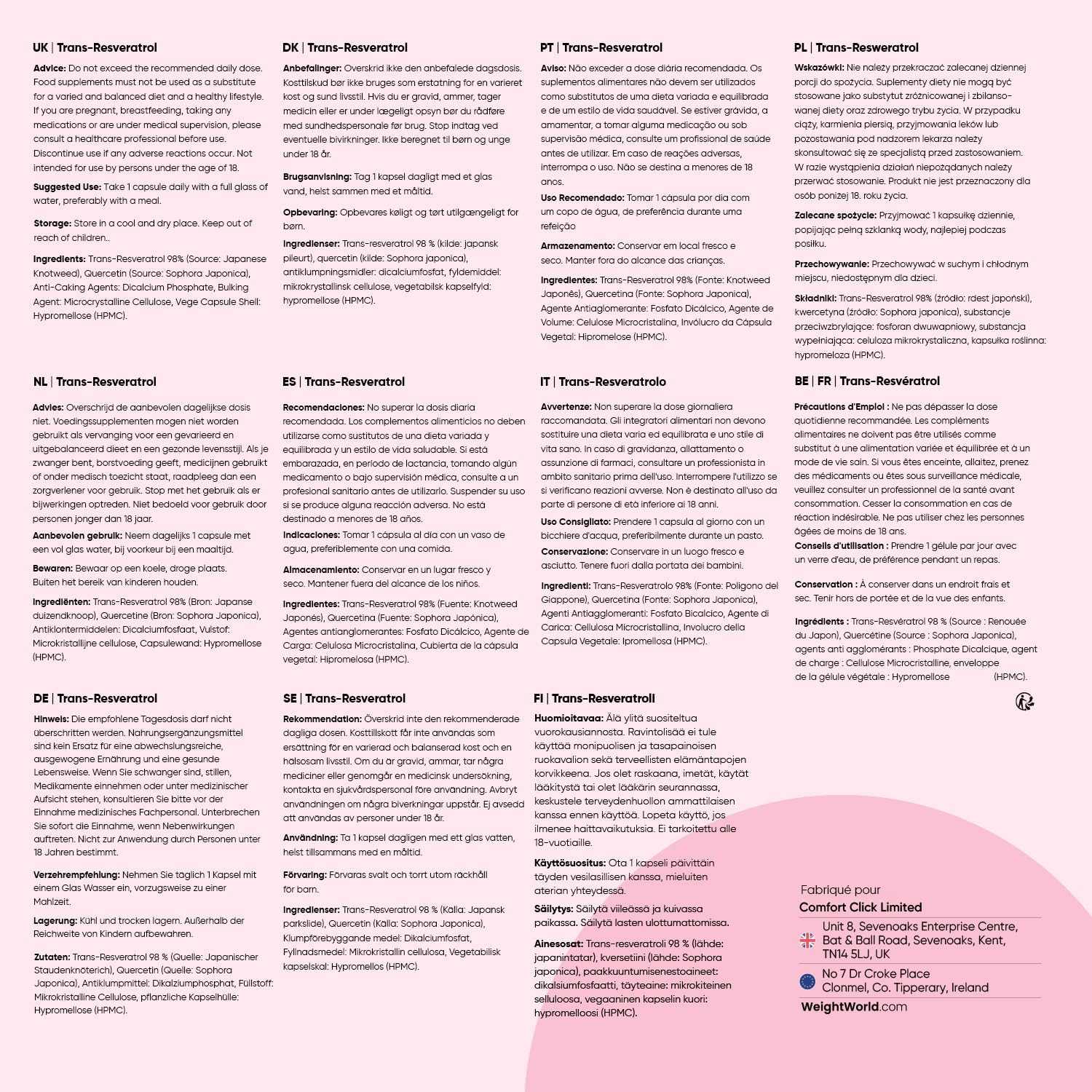 Trans Resveratrol (98%) avec Quercétine 550mg, 120 Gélules Vegan pour 4 Mois Source de Vitamine C, Resveratrol Polyphenols Renouée du Japon avec Sophora Japonica sans Stéarate Magnésium
