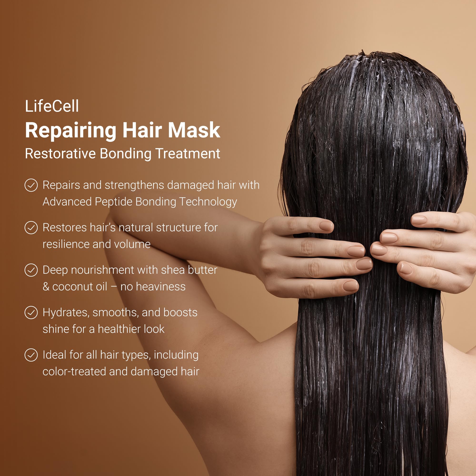 LifeCell Repairing Hair Mask – Restorative Bonding Treatment with Bioactive Peptides, Keratin, Plant Collagen, Shea Butter & Coconut Oil – Deep Nourishment & Strength for All Hair Types
