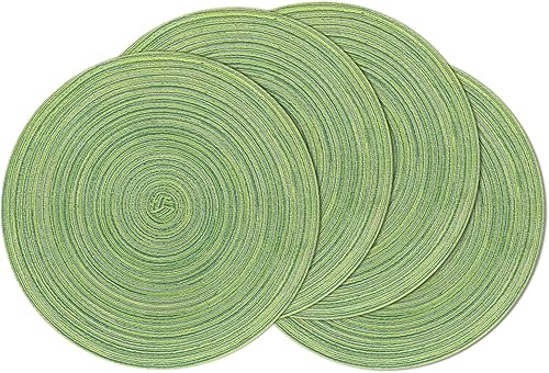 Miniatura 61 de SHACOS Juego de 6 manteles individuales redondos trenzados de 15 pulgadas antideslizantes resistentes al calor de algodón y poliéster, alfombrillas