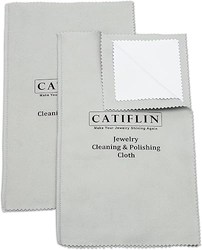 CATIFLIN 2 paños de limpieza de joyas multicapa, paño grande de pulido de plata, paños de pulido de joyas 100% algodón para joyas de oro, plata y