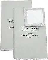 CATIFLIN 2 peças de pano de limpeza de joias multicamadas, pano de polimento prata grande, panos de polimento de joias 100% algodão para joias de ouro, prata e platina (cinza claro, 25 x 30)