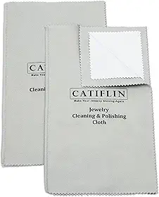 CATIFLIN 2 peças de pano de limpeza de joias multicamadas, pano de polimento prata grande, panos de polimento de joias 100% algodão para joias de ouro, prata e platina (cinza claro, 25 x 30)