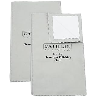 CATIFLIN 2pcs Multi-Layer Jewelry Cleaning Cloth, Large Silver Polishing Cloth, 100% Cotton Jewelry Polishing Cloths for Gold, Silver and Platinum Jewelry (Light Gray, 10 "X12) - Amazon product rated Grade A