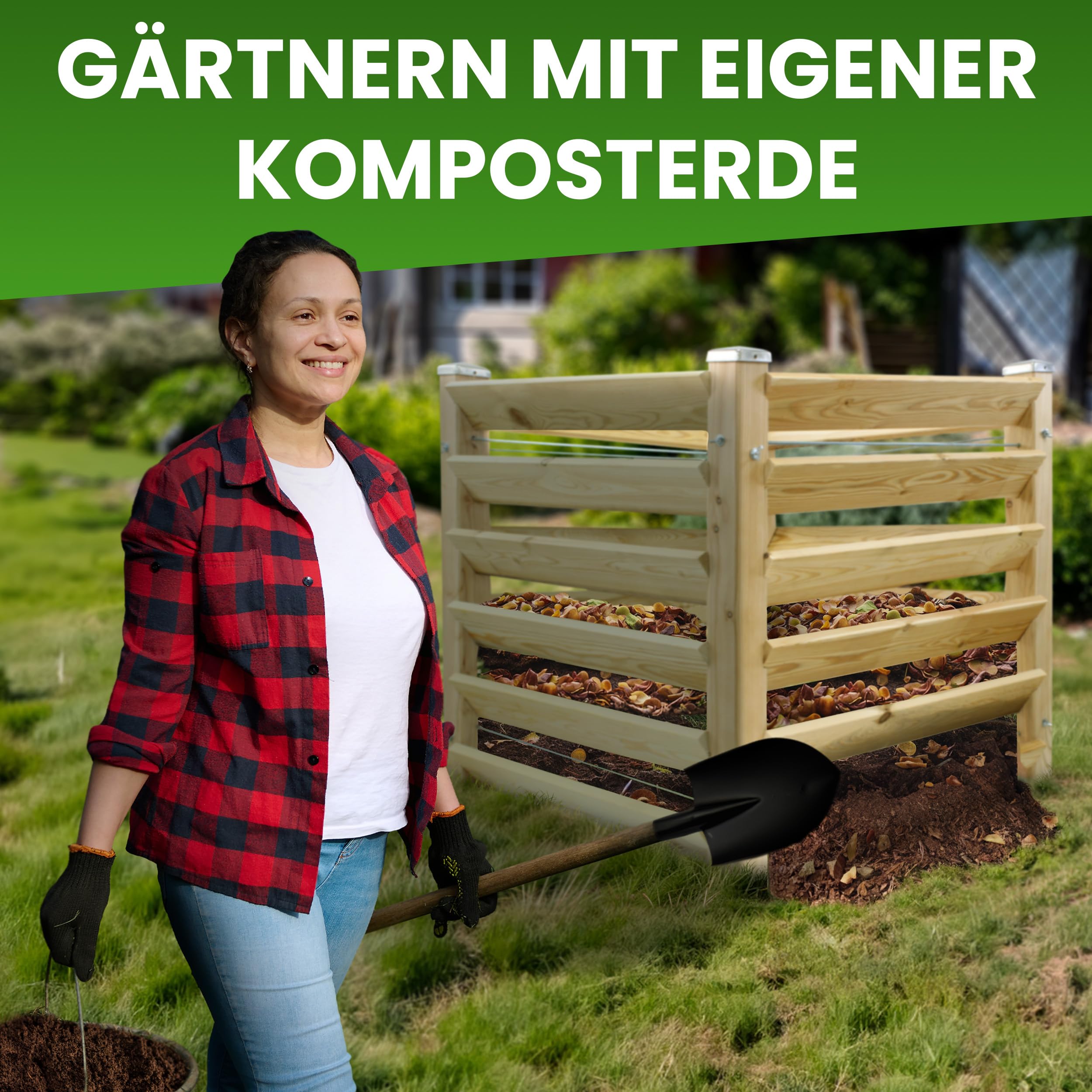 Gartenwelt Riegelsberger Moderner Komposter Single ca. 120x120 cm Höhe 100 cm aus Lärchenholz Massivholz Steckkomposter Kompostsilo Holzkomposter Stecksystem
