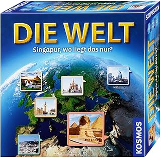 KOSMOS 691882 Die Welt, Geografie Spiel, Familienspiel für 2-6 Spieler, ab 10 Jahre, Weltreise, Europa, Reise um die Welt, Brett, Gesellschaftsspiel