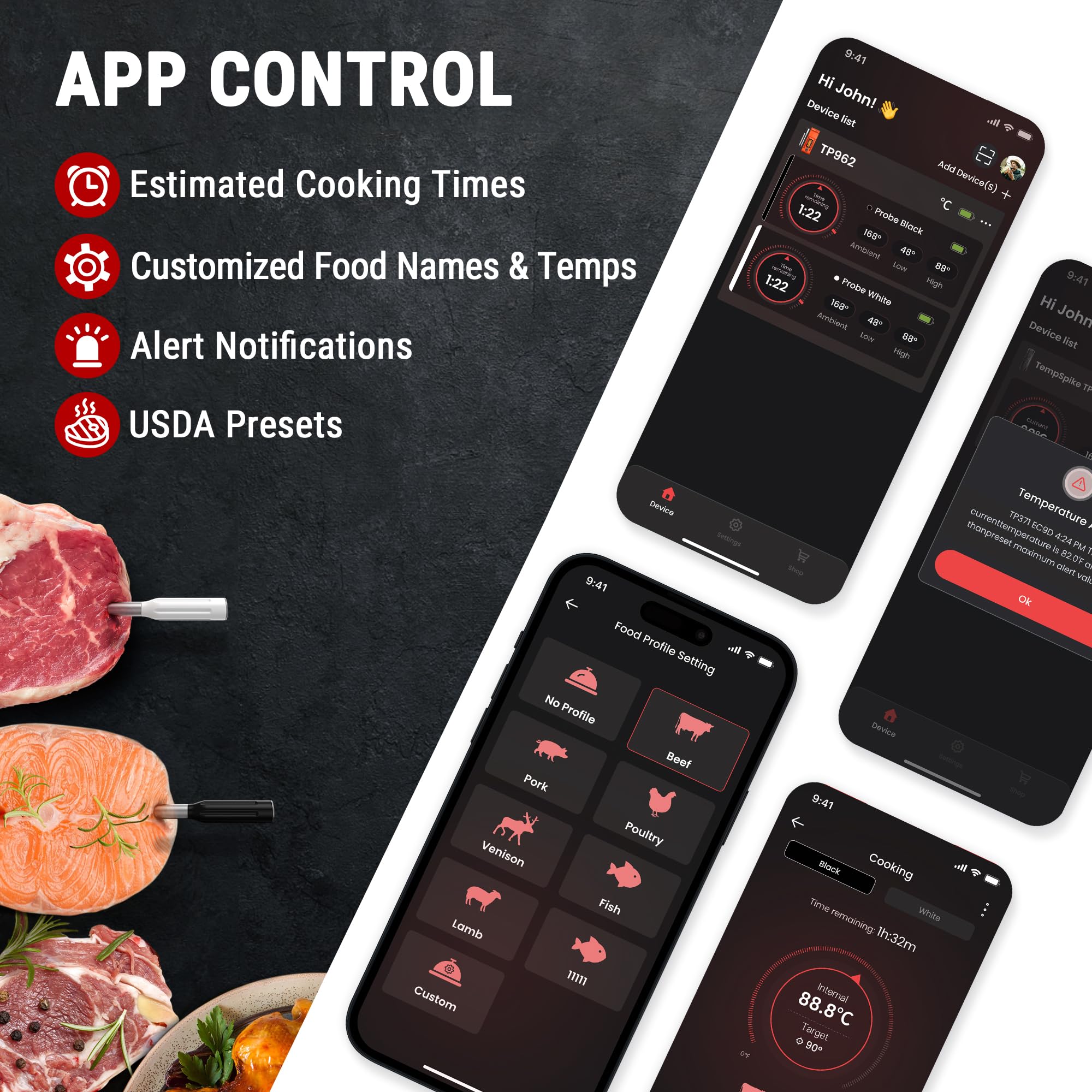 ThermoPro TempPro 150m Thermometre Cuisine Sans Fil avec 2 Sondes à Viande, Thermometre Cuisson Bluetooth avec Booster LCD Amélioré, Thermomètre à Viande pour Friteuses à Air, BBQ, Four, Fumoir