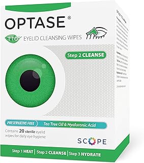 Optase Tea Tree Oil Eye Lid Wipes - Eyelid Cleansing Wipes for Daily Use - Premium Eye Cleanser for Dry Eye Relief - Preservative Free, Natural Ingredients - Step 2 Cleanse - TTO Wipes, Box of 20