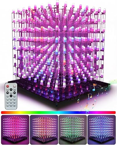 3D8RGB Kit de cubo LED DIY Kit de electrónica 8x8x8 Cubo de luz LED Kit de proyecto de soldadura DIY (3D8RGB-KIT)