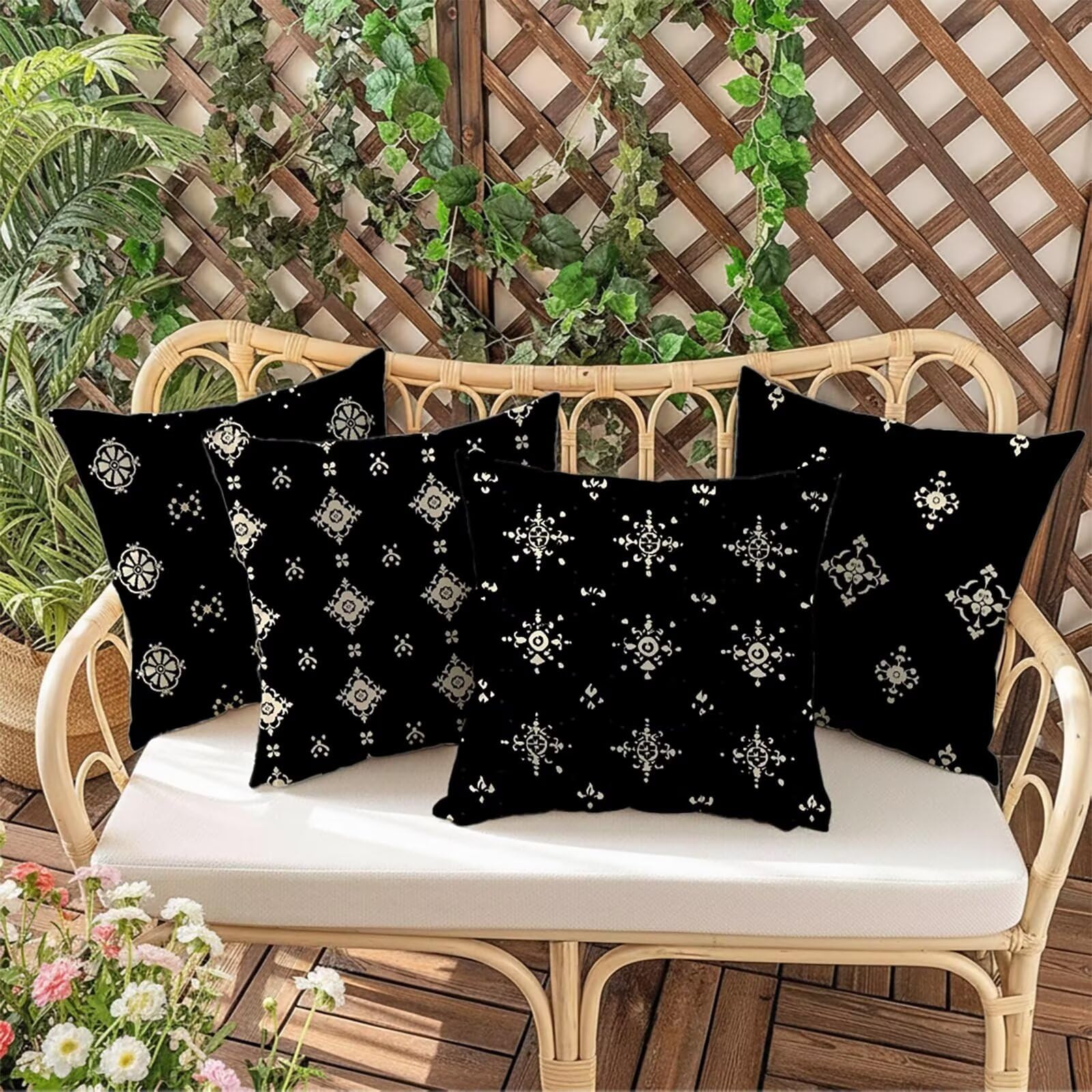 Kissenbezug 65x65 Outdoor Kissenbezug 65x65CM Doppelseitiger Druck Modern Deko Sofakissen Bezug Schwarz Quadrat Kopfkissen Bezug für Frühling Sofa Bett Zimmer Deko, Geschenke für Frauen (Samt) BZ17775