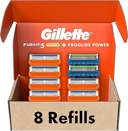 Gillette Men's Razor Blade Refills, 6 Fusion5 Cartridges, 2 ProGlide Power Cartridges