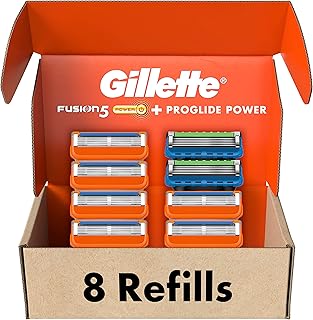 Gillette Men's Razor Blade Refills, 6 Fusion5 Cartridges, 2 ProGlide Power Cartridges