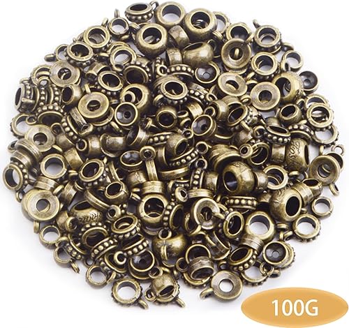 Miniatura 8 de BronaGrand Cuentas de tubo de fianza de oro antiguo de 3.53 oz, cuentas espaciadoras, cuentas tibetanas, dijes para colgar cuentas, enlaces de