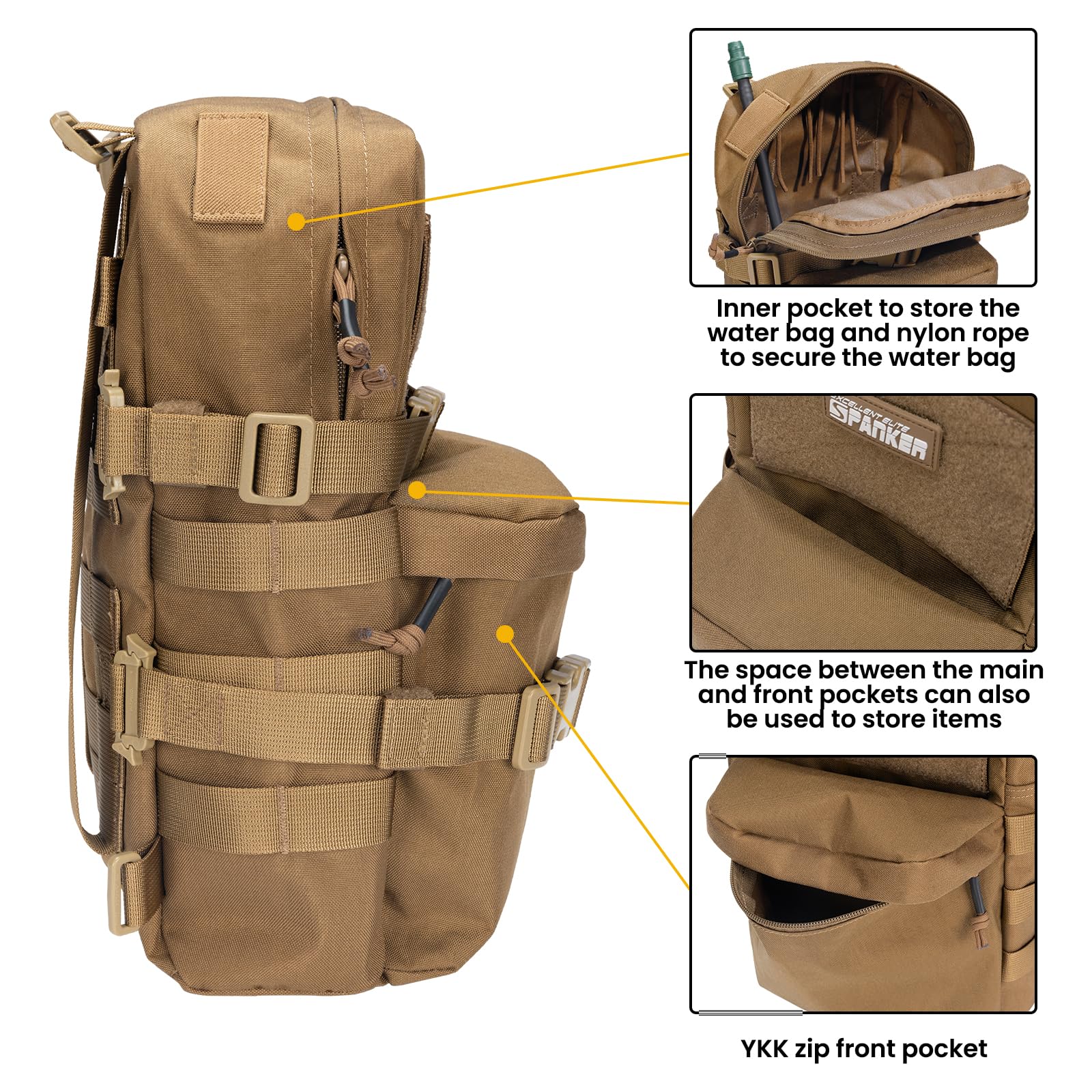 EXCELLENT ELITE SPANKER Sac à Dos d'hydratation Tactique Molle pour Gilet