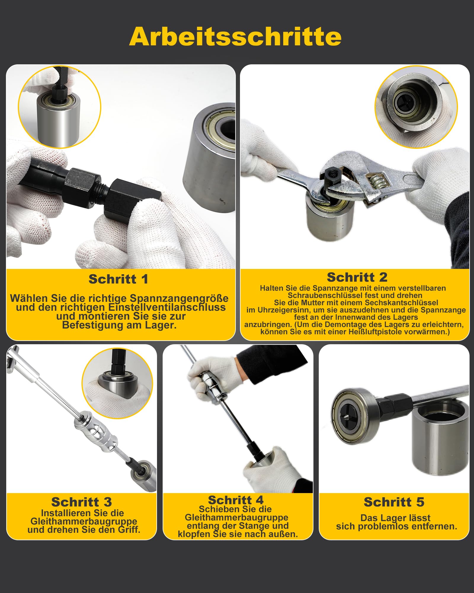 Upgrade Fahrrad Innenlager Abzieher mit Gleithammer & Zweiarmigem Abzieher Sackloch Innen Lagerabzieher Abzieher Set mit 8 erweiterbaren Spannzangen(8-32mm)