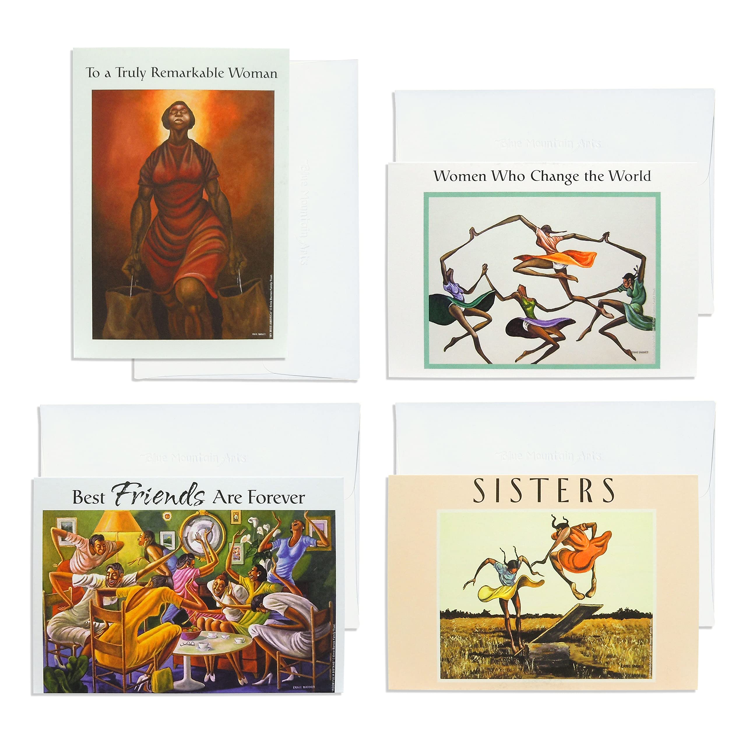 Blue Mountain Arts Ernie Barnes Greeting Cards (Women’s Assortment) from 4 Unique Greeting Cards for a Best Friend, Sister, Mom, Aunt, Grandmother, or Any Remarkable Woman in Your Life