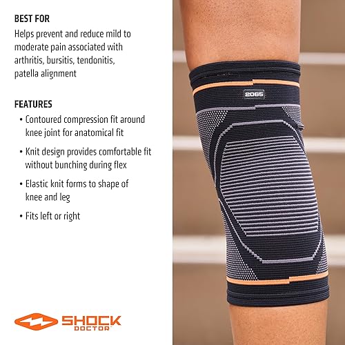 Miniatura 4 de Manga de compresión de rodilla manga de apoyo de rodilla Shock Doctor's  Alivia el dolor de artritis, tendinitis y lesiones de alineación de rótula