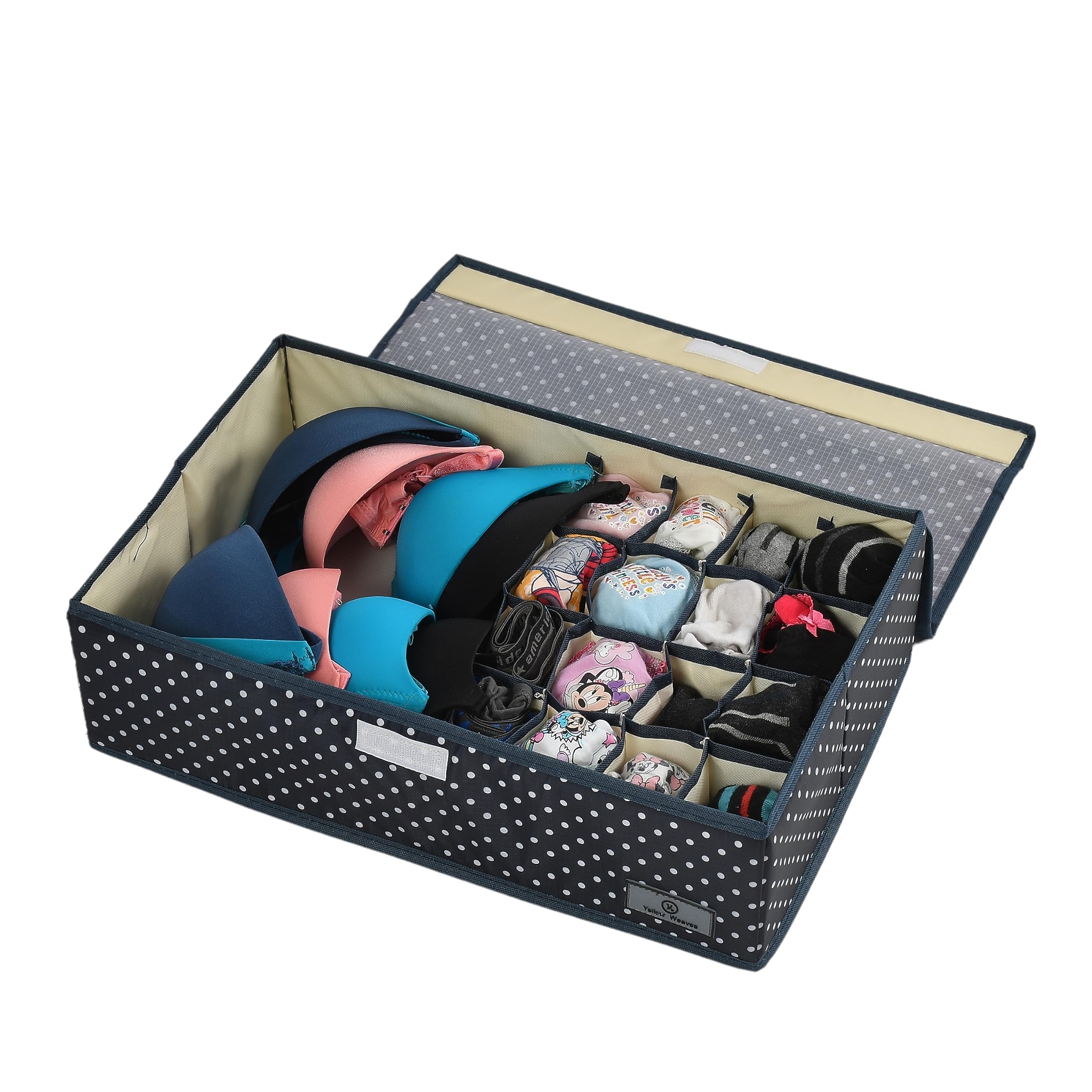 Yellow Weaves Undergarments Organizer/Foldable Storage Box with Lid for drawers, Color - Black, Polyester (B09HX1VG3J) Amazon Price History, Amazon Price Tracker