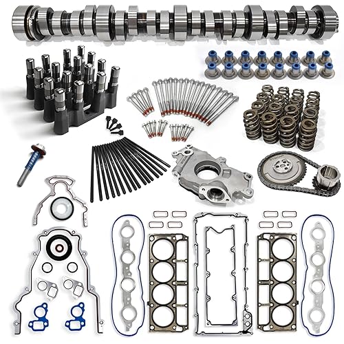 Truck Replacement Norris Camshaft Kit, Fit for 1997-2006 LS 4.8/5.3/5.7/6.0 GMC Chevrolet Gen3/4 with LS Cam Kit for 5.3, Head Gaskets, Springs, Pushrods, Oil Pump, Oil Pumps, Timing Chain