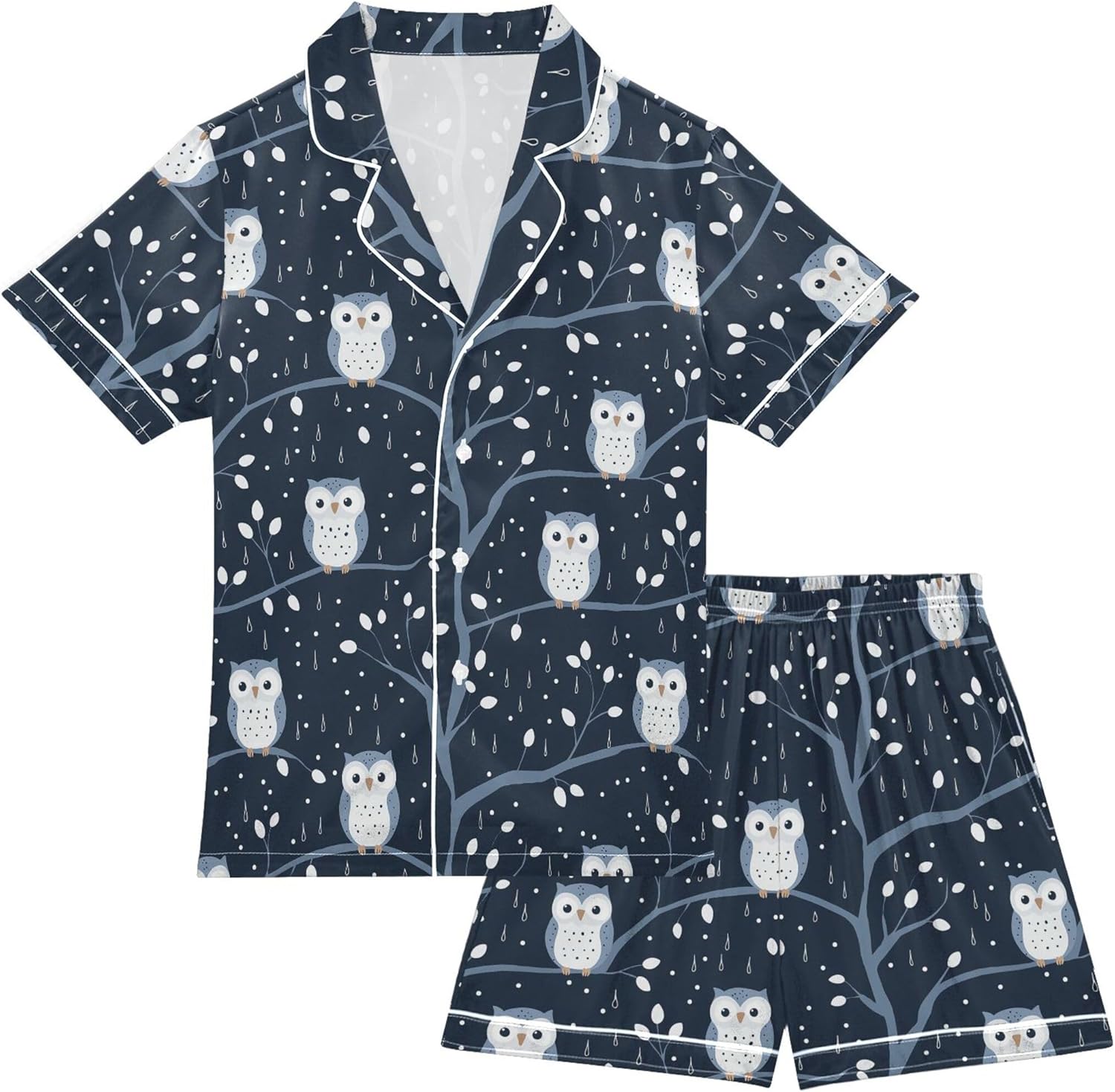 Silk Pajama Sets Short Sleeve Pajamas Soft Sleepwear 2 Piece Pjs Set