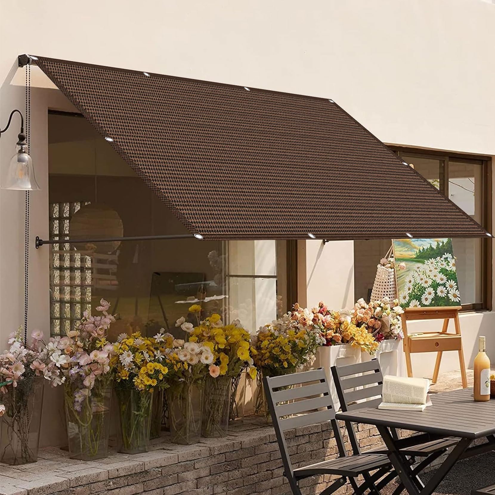 Auvent de jardin marron 425x450 cm haute densité contre les rayons UV