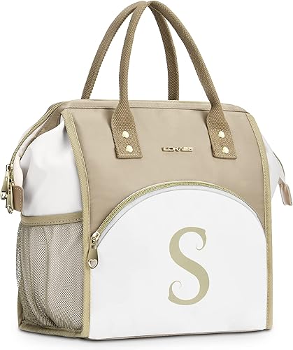 Miniatura 56 de Lonchera personalizada para mujer, bolsa de almuerzo reutilizable con iniciales, aislada, lonchera para adultos de apertura amplia, enfriadora de